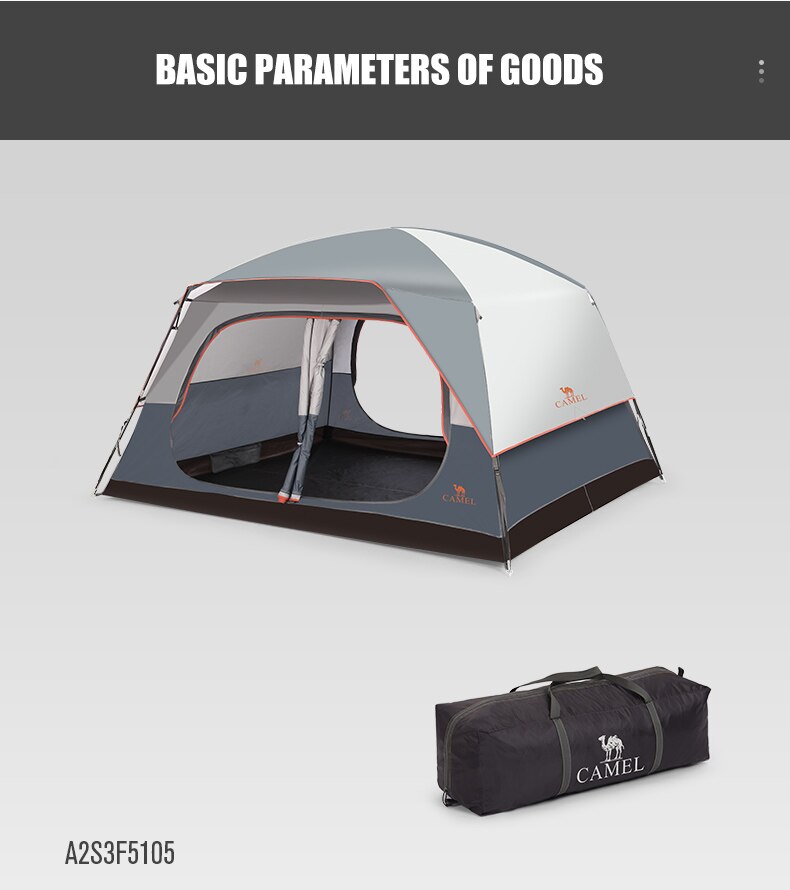 Cheap Goat Tents Golden Camel Outdoor 6 People Camping Tent Quick build Glass Pole Waterproof Sunshade Rainproof Family Tents Camping Suppies   